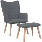 vidaXL Fauteuil relax avec pouf Tissu gris foncé