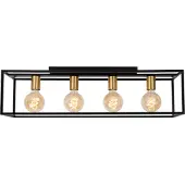 Lucide Suspension RUBEN noire 4xE27x40W en métal, dimensions : 22,5 x 80 x 20 cm, IP20,