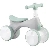 Momi Tobis - Velo Bebe Draisienne - Sans Pedales - Bulles, Feu Avant, Klaxon - Gris