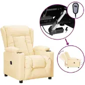 vidaXL Fauteuil relax électrique Crème similicuir
