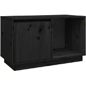 vidaXL Armoire TV noire 74x35x44 cm pin massif