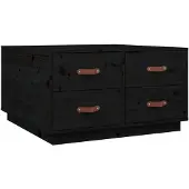 vidaXL Table basse noire 80x80x45 cm pin massif