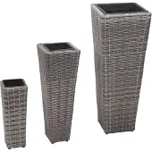 vidaXL Lits surélevés de jardin 3 pcs Résine tressée Gris