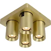 Lucide Plafonnier doré à 4 projecteurs orientables 4xGU10 5 W Nigel