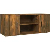 vidaXL Armoire TV chêne fumé 100x35x40 cm Bois composite