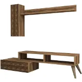 Skye Decor , Planet - Noyer, Noyer, Meuble TV, Noyer, PANNEAUX DE PARTICULES 100 % MÉLAMINÉS, 150 x 37,2 x 37,8 cm