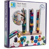 BS Toys blockset tours d'empilage 28 x 26 cm bois 55 pièces