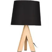 Ambiance Lampe de table noire avec pieds en bois (E14)