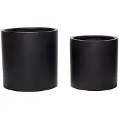 Hubsch Ensemble de pots de fleurs en fibre noire