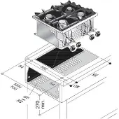 CombiSteel Plaque de cuisson à gaz encastrable, 4 brûleurs, 18 kW