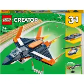 LEGO Creator, Réacteur Supersónico, jeu de construction créatif 3-en-1 : avion, hélicoptère et bateau jouet. Set de véhicules pour enfants et filles de 7 ans et plus, référence 31126
