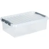 Sunware Boîte de rangement Q-line - couvercle - clips de fermeture - transparent - L 600 x l 400 x H 180 mm -32 l