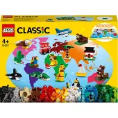 LEGO 11015 Classic Un tour du monde en briques, jouet pour jeunes enfants de 4 ans et plus avec briques et animaux constructibles