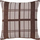Broste Copenhagen Coussin Checker marron avec remplissage - W50XL50CM