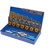 HBM Coffret de 32 pièces tarauds et filières M3-12 avec revêtement TIN