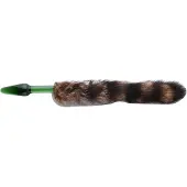 Auxfun Fluffy Butt Plug Queue de renard Bouchon en verre vert