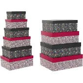DKD Home Decor Jeu De Caisses De Rangement Empilables Dkd Home Decor Carrã Fleurs Carton