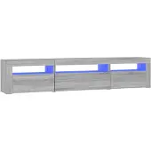 vidaXL Armoire TV avec lampes LED Gris Sonoma 195x35x40 cm