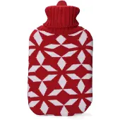 EDM Bouillotte Rouge Blanc Laine (2 L) (2 l, Bouillotte avec housse)