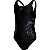 Speedo Plastisol Placement Muscleback Swimsuit Noir 5-6 Years Fille
