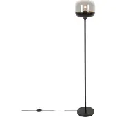QAZQA Lampadaire design noir avec or et verre fumé - Kyan