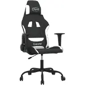 vidaXL Chaise de jeu avec fonction de massage Noir et blanc Tissu