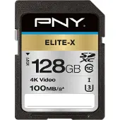 PNY Elite-X SDXC Carte Mémoire 128 Go 100 Mo/s