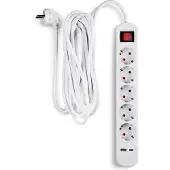 Fuj:tech Fuji:tech 7-osainen jatkojohto,, valkoinen (5 m, USB-A, USB-C)