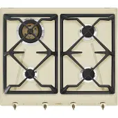 Smeg Table de cuisson Coloniale SRV864POGH Crème Encastrable 60 cm Gaz 4 Brûleur(s)