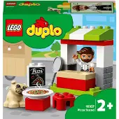 LEGO 10927 DUPLO Stand à pizza, jouet pour les jeunes enfants de 2 ans et plus, jeu de construction en grandes briques avec pizza et personnage de chien