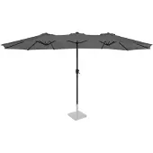 Vonroc Premium Parasol Iseo - 460x270cm - Parasol double - Durable - Toile résistante aux UV - Gris - Housse de protection incluse