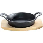 Gusseisen Kuss Poêle en fonte avec 2 poignées Ø 15 cm et dessous de plat en bois