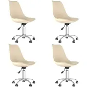 vidaXL Chaise de salle à manger 4 pcs. Pivotant Tissu Crème
