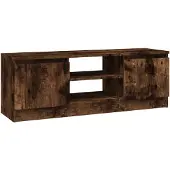 vidaXL Armoire TV avec porte chêne fumé 102x30x36 cm