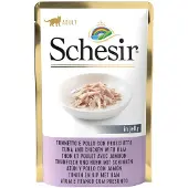 Schesir thon, poulet avec jambon (gelée) pâtée pour chat (sachets)