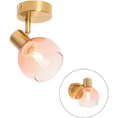 QAZQA Spot Art déco doré avec verre rose - Vidro
