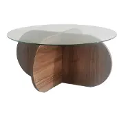 Skye Decor , Bubble - Walnut, Tables basses, noyer, verre, 75 x 35 x 75 cm