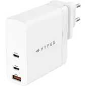Hyper HyperJuice Chargeur de voyage 3 ports GaN (140W) – USB-C 140W PD 3.1 – USB-C 100W PD 3.0 – Compatible avec les appareils USB-C - Blanc