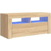 vidaXL Armoire TV avec lampes LED Chêne Sonoma 90x35x40 cm