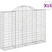 vidaXL Gabions avec arc surélevé 15pcs 200x30x140/160cm Fer galvanisé