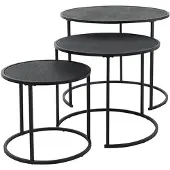 Intratuin Ensemble de tables d'appoint 3 pcs noir