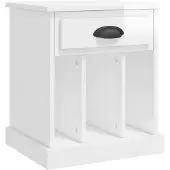 vidaXL Table de chevet blanc brillant 43x36x50 cm