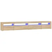 vidaXL Armoire TV avec lampes LED Chêne Sonoma 270x35x40 cm