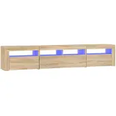 vidaXL Armoire TV avec lampes LED Chêne Sonoma 210x35x40 cm