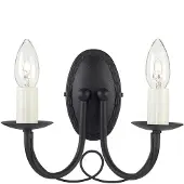 Elstead Lighting Applique murale Minster noire avec bougeoir, 2xE14x60W, métal, dim. : 19x26x14,5 cm, IP20, Elstead