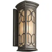 Kichler Applique d'extérieur Franceasi, bronze vieilli, 1xE27x60W, aluminium, dimensions : 45,7 x 17,8 x 22,9 cm, IP44,