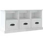 vidaXL Armoire TV blanc brillant 100x35x50 cm Bois composite