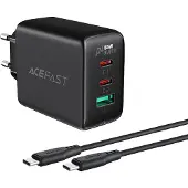 Acefast 2W1 Chargeur réseau 2X Usb-C / Usb-A 65W, Pd, Qc 3.0, Afc, Fcp (Set avec câble Usb-C 1.2M) Noir (A13 Noir)