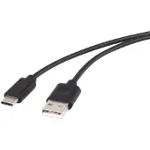 Renkforce Câble USB USB 2.0 USB-A mâle, USB-C mâle 1.00 m noir Contacts plaqués or RF-4288947