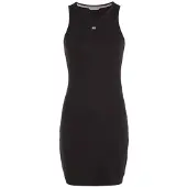 Tommy Hilfiger Femmes, Robe, Tjw Essential Rib Tank Robe bodycon pour femme, Noir, (XS)